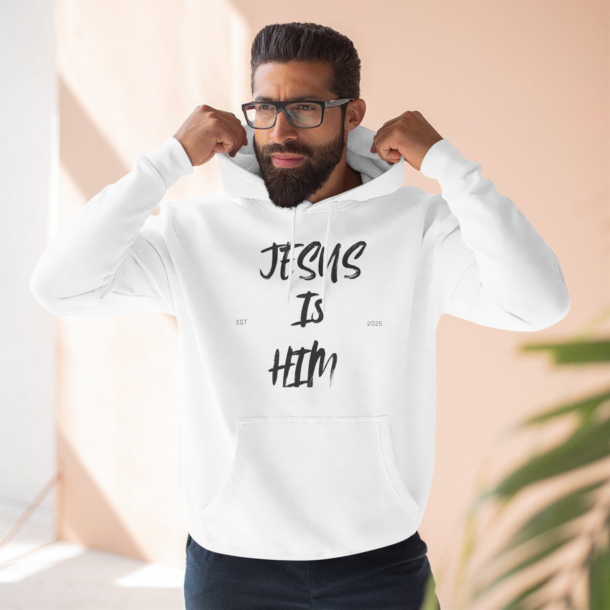 "Jesus Is Him" White Fleece Hoodie